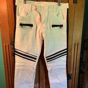 White with black stripes jeans. Size 32
